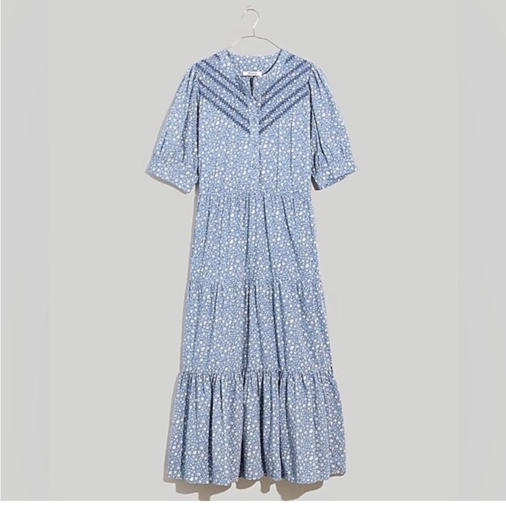 Madewell Embroidered Puff-Sleeve Midi Dress in Cottage Garden